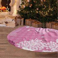 Pink Palaka Japanese Patterns Tree Skirt Asanoha Seigaiha Sakura Motif - Polynesian Pride