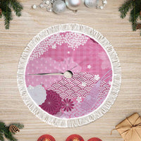 Pink Palaka Japanese Patterns Tree Skirt Asanoha Seigaiha Sakura Motif - Polynesian Pride