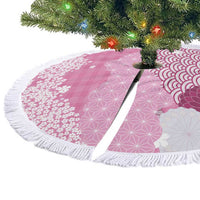 Pink Palaka Japanese Patterns Tree Skirt Asanoha Seigaiha Sakura Motif - Polynesian Pride