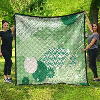 Green Palaka Japanese Patterns Quilt Asanoha Seigaiha Sakura Motif LT14 - Polynesian Pride