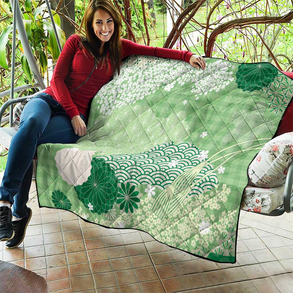 Green Palaka Japanese Patterns Quilt Asanoha Seigaiha Sakura Motif LT14 - Polynesian Pride