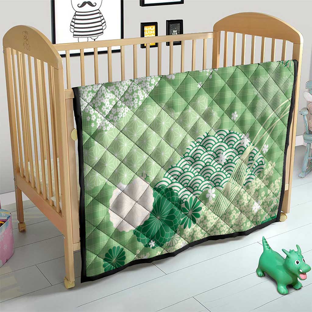 Green Palaka Japanese Patterns Quilt Asanoha Seigaiha Sakura Motif LT14 - Polynesian Pride