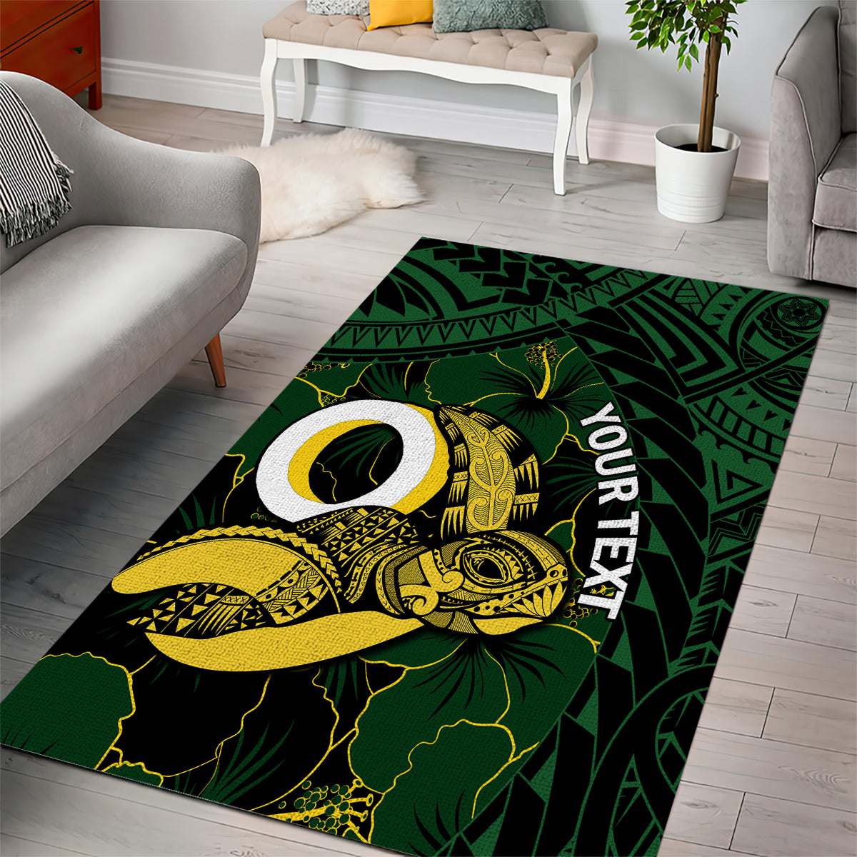 Personalised Solomon Islands Western Province Day Area Rug Sea Turtle Mix Polynesian Hibiscus Pattern LT14 - Polynesian Pride
