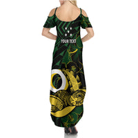 Personalised Solomon Islands Western Province Day Summer Maxi Dress Sea Turtle Mix Polynesian Hibiscus Pattern LT14 - Polynesian Pride