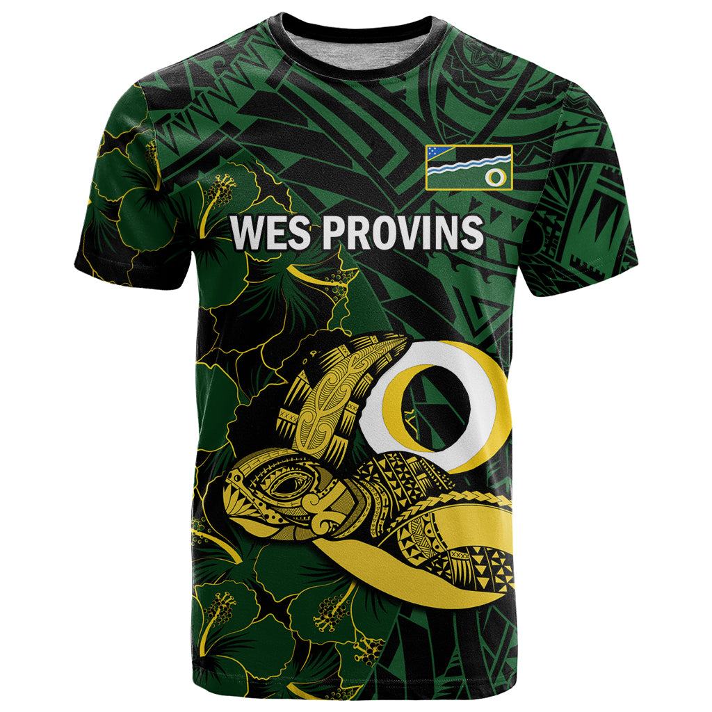 Personalised Solomon Islands Western Province Day T Shirt Sea Turtle Mix Polynesian Hibiscus Pattern LT14 Green - Polynesian Pride