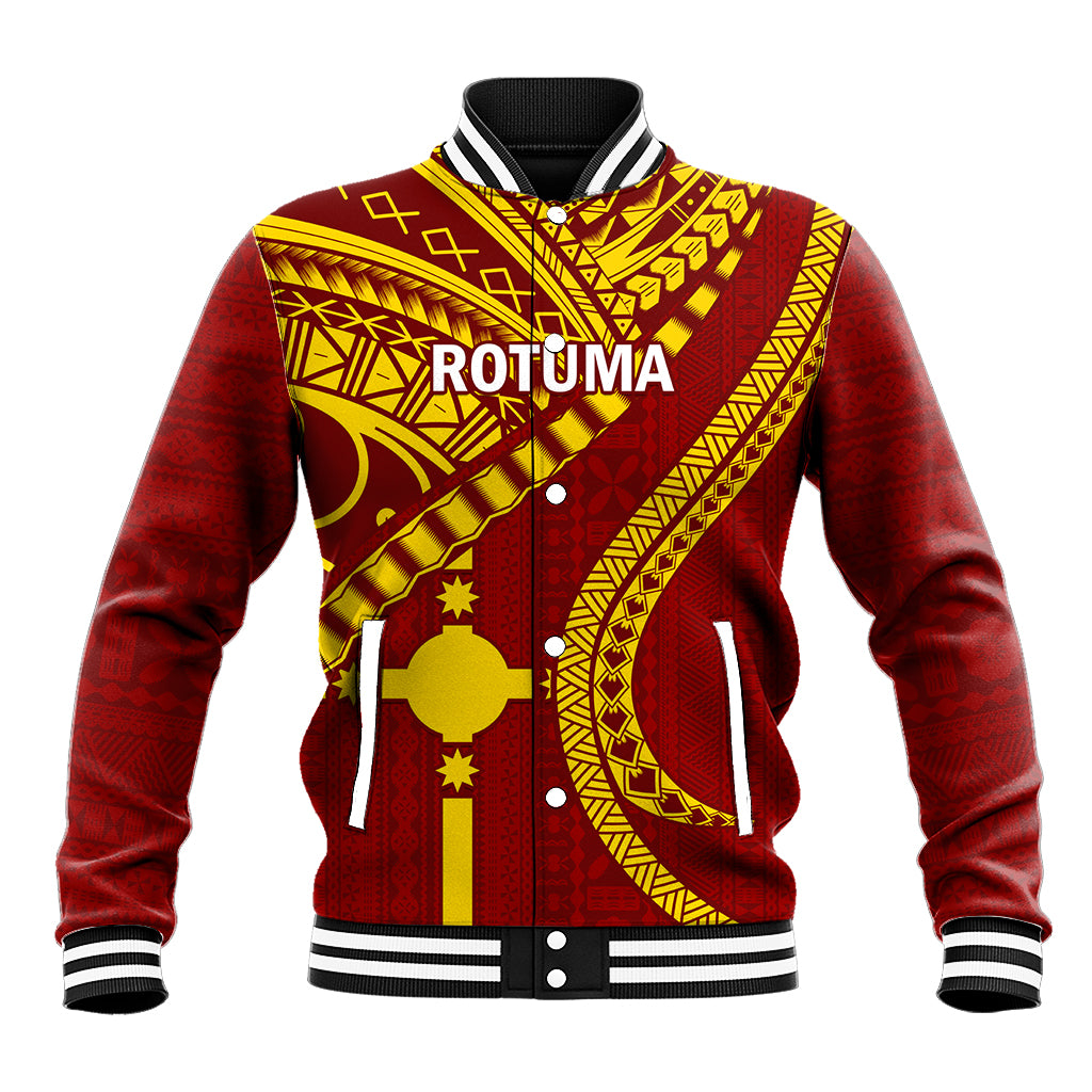 Personalised Fiji Rotuma Baseball Jacket Fijian Tapa Pattern LT14 Unisex Maroon - Polynesian Pride