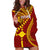 Personalised Fiji Rotuma Hoodie Dress Fijian Tapa Pattern LT14 Maroon - Polynesian Pride