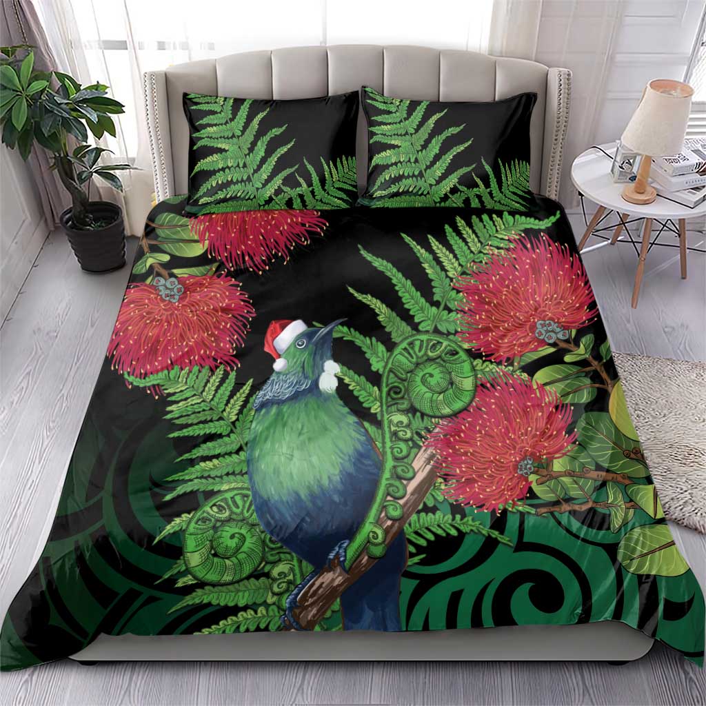 New Zealand Tui Bird Christmas Bedding Set Maori Fern Mix Pohotukawa
