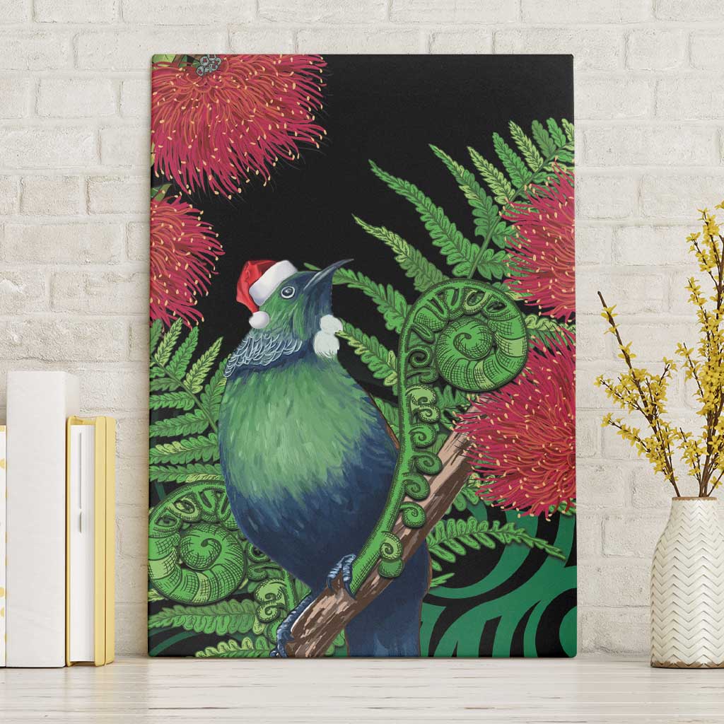 New Zealand Tui Bird Christmas Canvas Wall Art Maori Fern Mix Pohotukawa