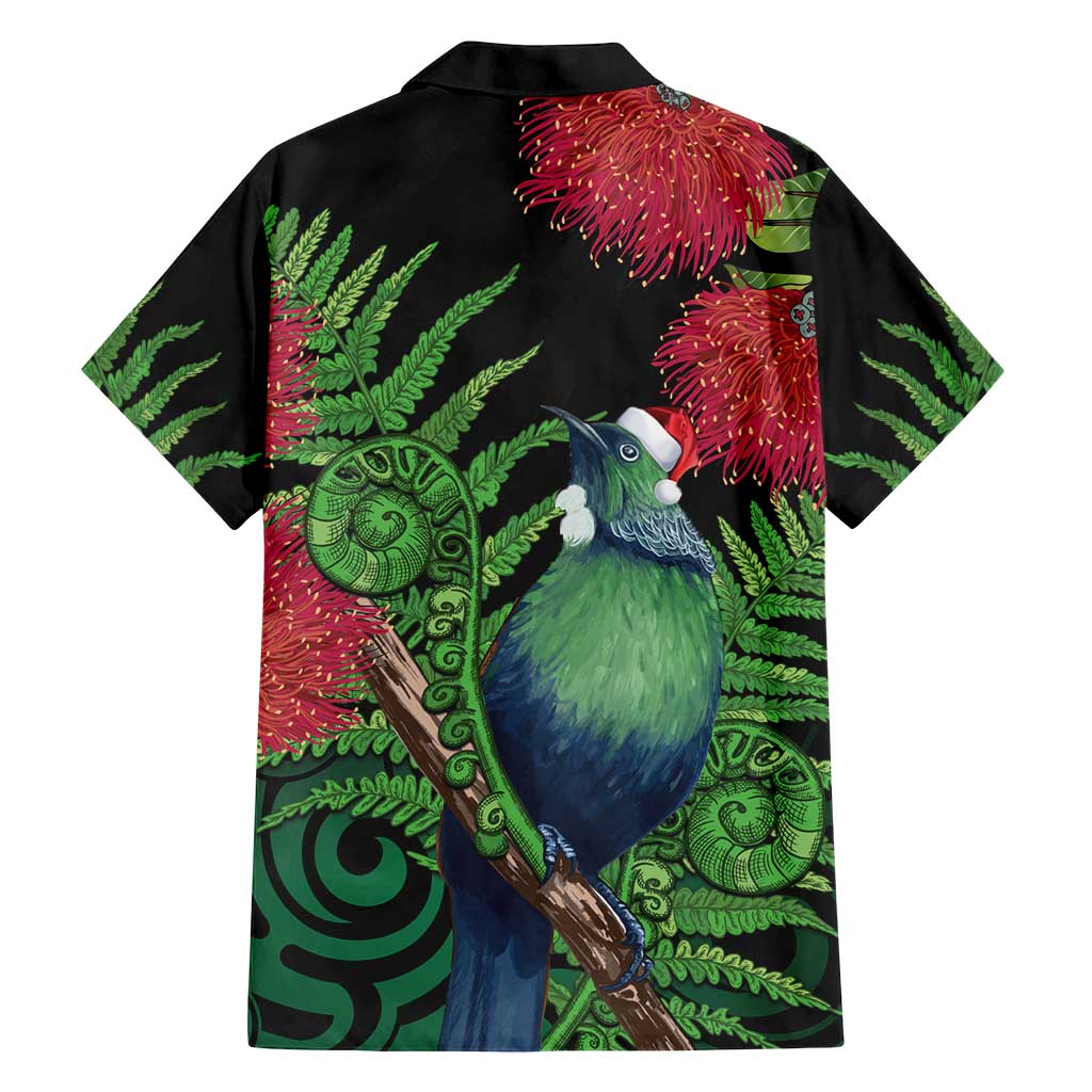 New Zealand Tui Bird Christmas Family Matching Tank Maxi Dress and Hawaiian Shirt Maori Fern Mix Pohotukawa LT14 - Polynesian Pride