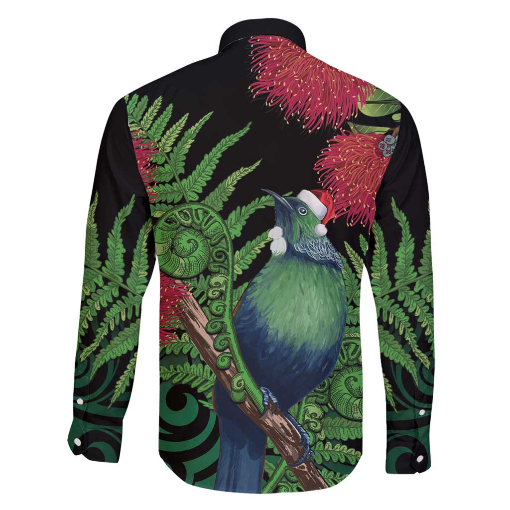 New Zealand Tui Bird Christmas Family Matching Tank Maxi Dress and Hawaiian Shirt Maori Fern Mix Pohotukawa LT14 - Polynesian Pride