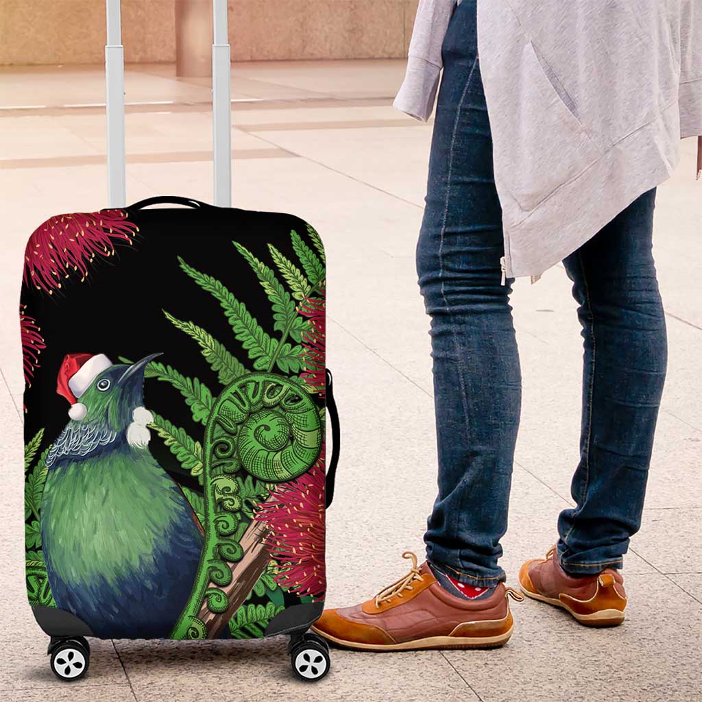 New Zealand Tui Bird Christmas Luggage Cover Maori Fern Mix Pohotukawa