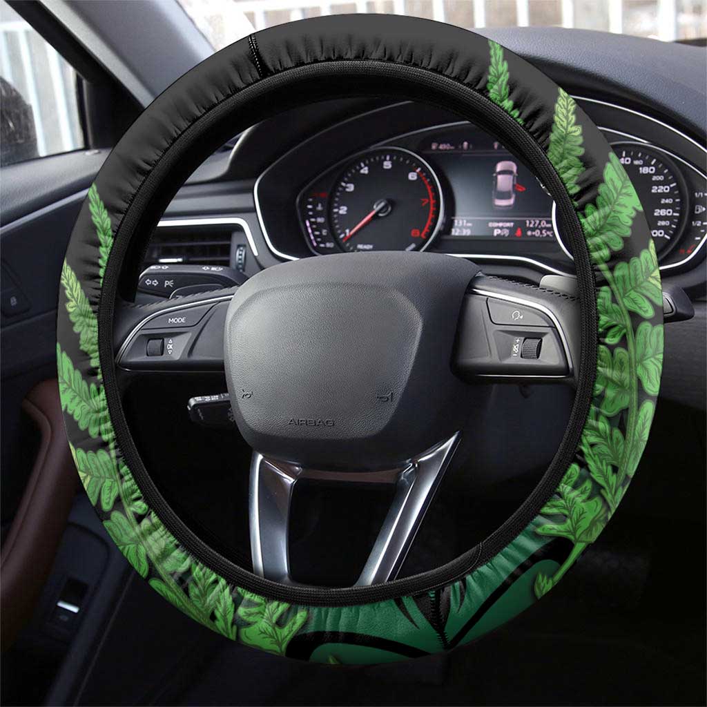 New Zealand Tui Bird Christmas Steering Wheel Cover Maori Fern Mix Pohotukawa