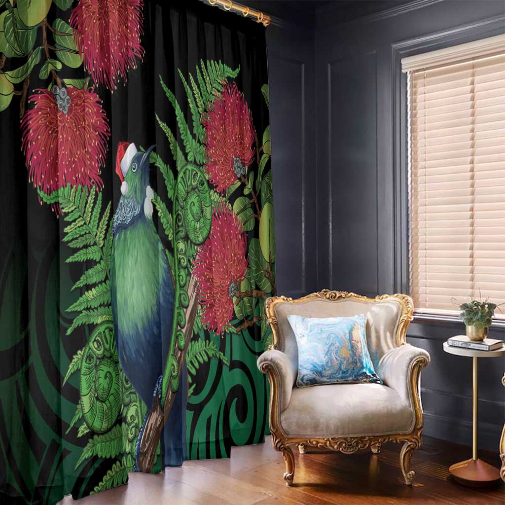 New Zealand Tui Bird Christmas Window Curtain Maori Fern Mix Pohotukawa