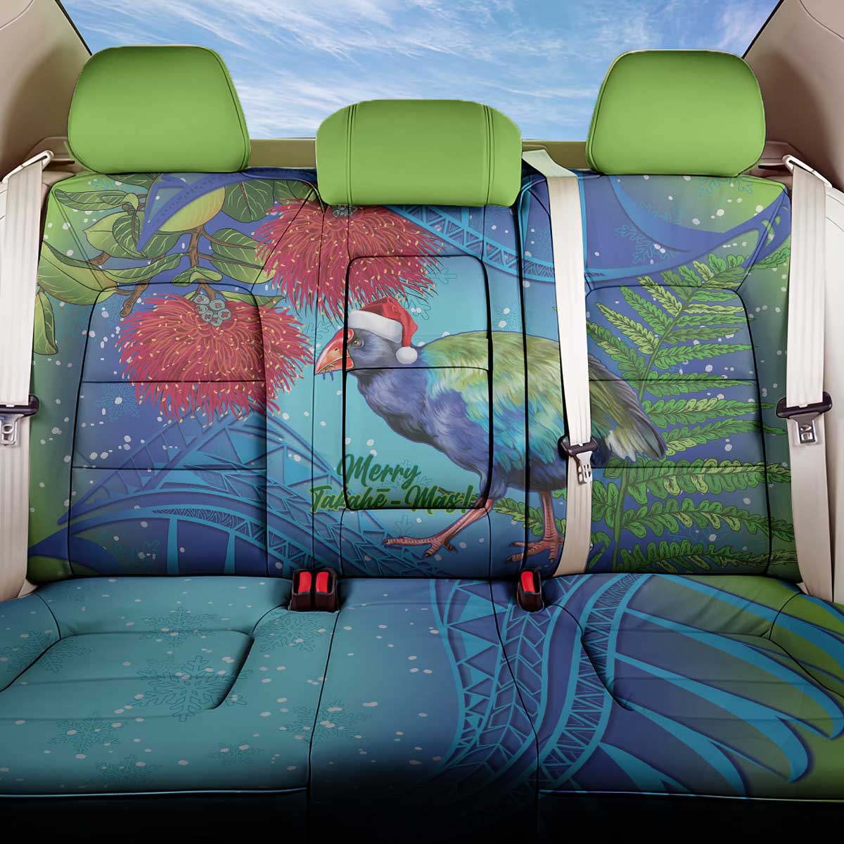 New Zealand Takahe Christmas Back Car Seat Cover Maori Fern Mix Pohotukawa