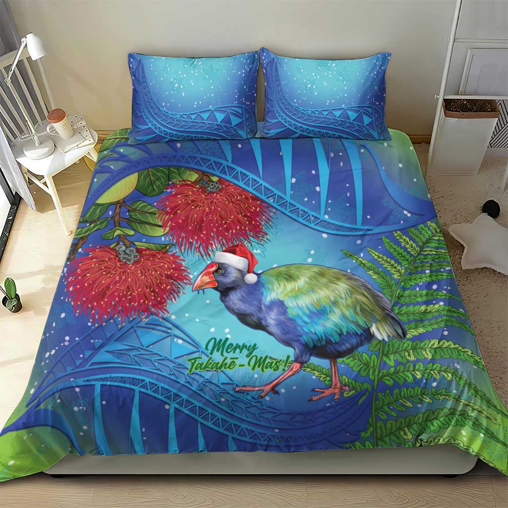 New Zealand Takahe Christmas Bedding Set Maori Fern Mix Pohotukawa