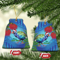 New Zealand Takahe Christmas Ceramic Ornament Maori Fern Mix Pohotukawa LT14 Bell Flake Blue - Polynesian Pride