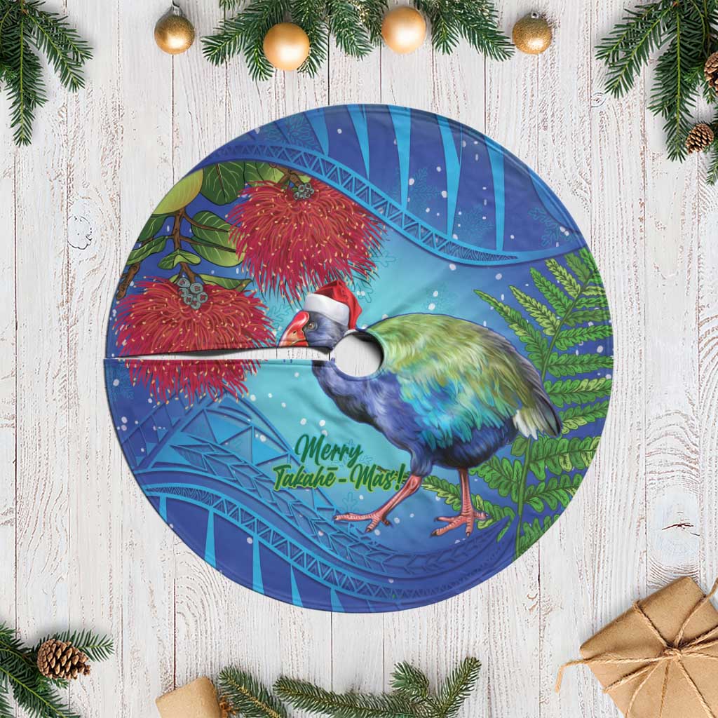 New Zealand Takahe Christmas Tree Skirt Maori Fern Mix Pohotukawa