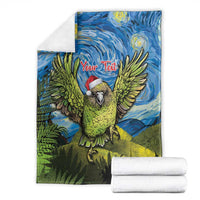 Personalised Jumping Kakapo Christmas Blanket New Zealand Fern - Starry Night Style