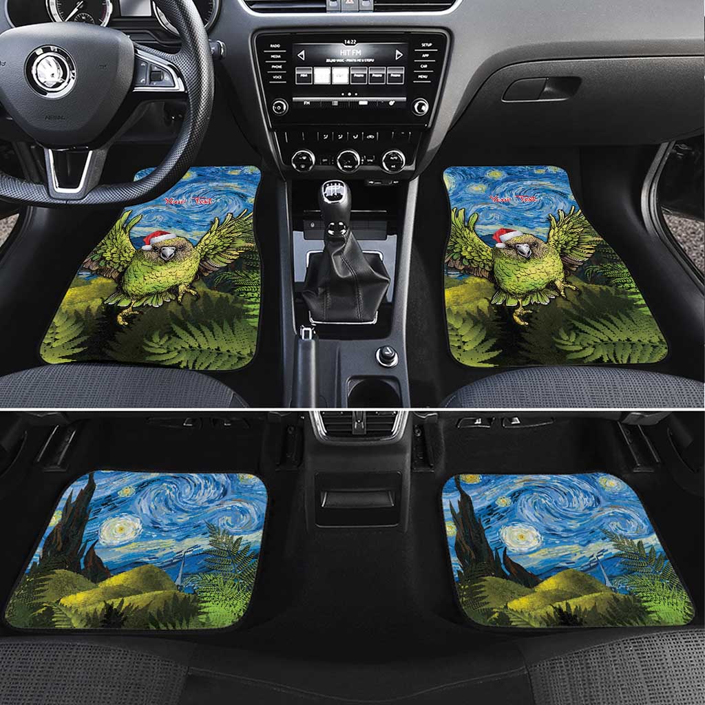 Personalised Jumping Kakapo Christmas Car Mats New Zealand Fern - Starry Night Style