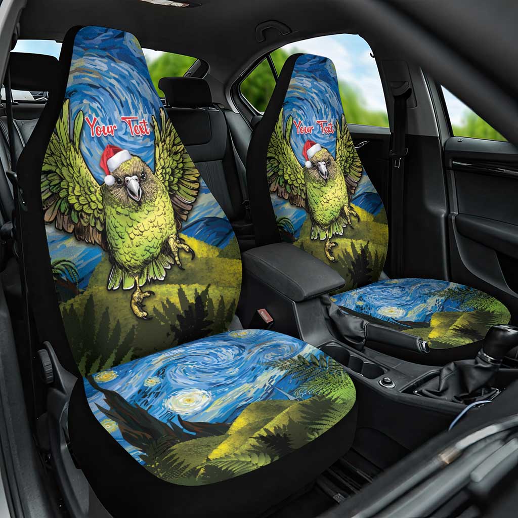 Personalised Jumping Kakapo Christmas Car Seat Cover New Zealand Fern - Starry Night Style