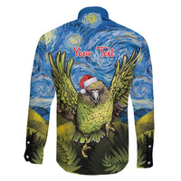 Personalised Jumping Kakapo Christmas Family Matching Puletasi and Hawaiian Shirt New Zealand Fern - Starry Night Style LT14 - Polynesian Pride