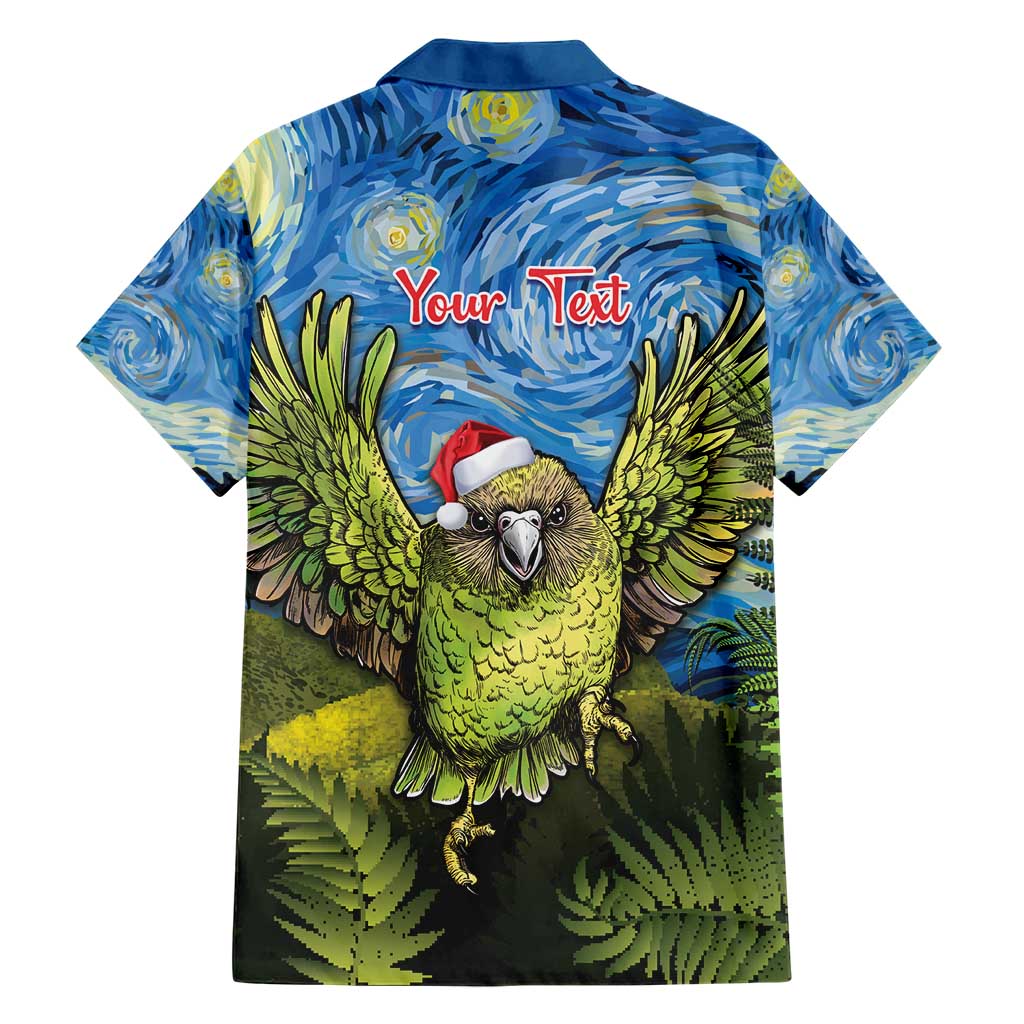 Personalised Jumping Kakapo Christmas Family Matching Short Sleeve Bodycon Dress and Hawaiian Shirt New Zealand Fern - Starry Night Style LT14 - Polynesian Pride