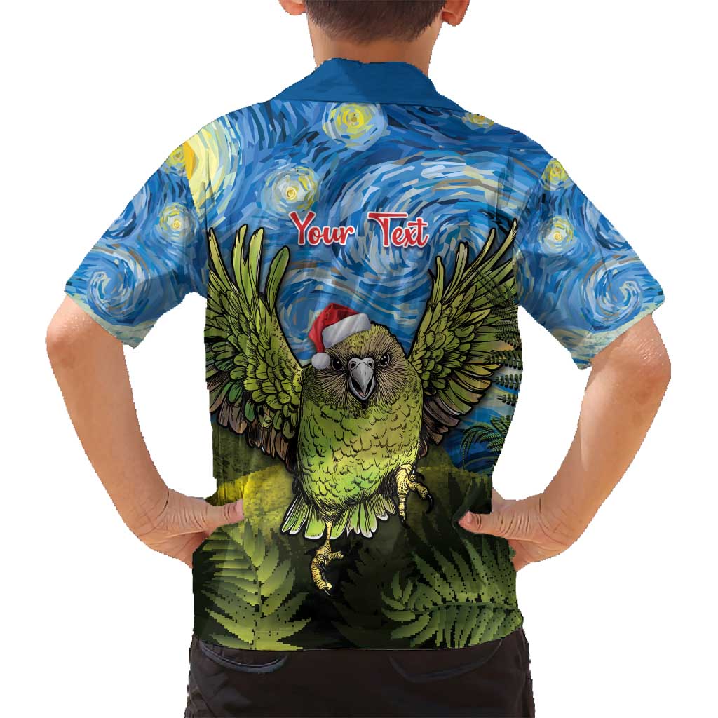 Personalised Jumping Kakapo Christmas Family Matching Summer Maxi Dress and Hawaiian Shirt New Zealand Fern - Starry Night Style LT14 - Polynesian Pride