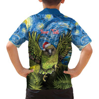 Personalised Jumping Kakapo Christmas Family Matching Tank Maxi Dress and Hawaiian Shirt New Zealand Fern - Starry Night Style LT14 - Polynesian Pride