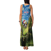 Personalised Jumping Kakapo Christmas Family Matching Tank Maxi Dress and Hawaiian Shirt New Zealand Fern - Starry Night Style LT14 - Polynesian Pride