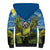 Personalised Jumping Kakapo Christmas Sherpa Hoodie New Zealand Fern - Starry Night Style