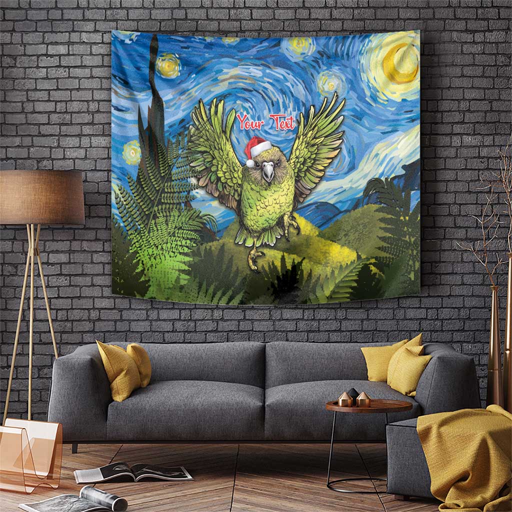 Personalised Jumping Kakapo Christmas Tapestry New Zealand Fern - Starry Night Style