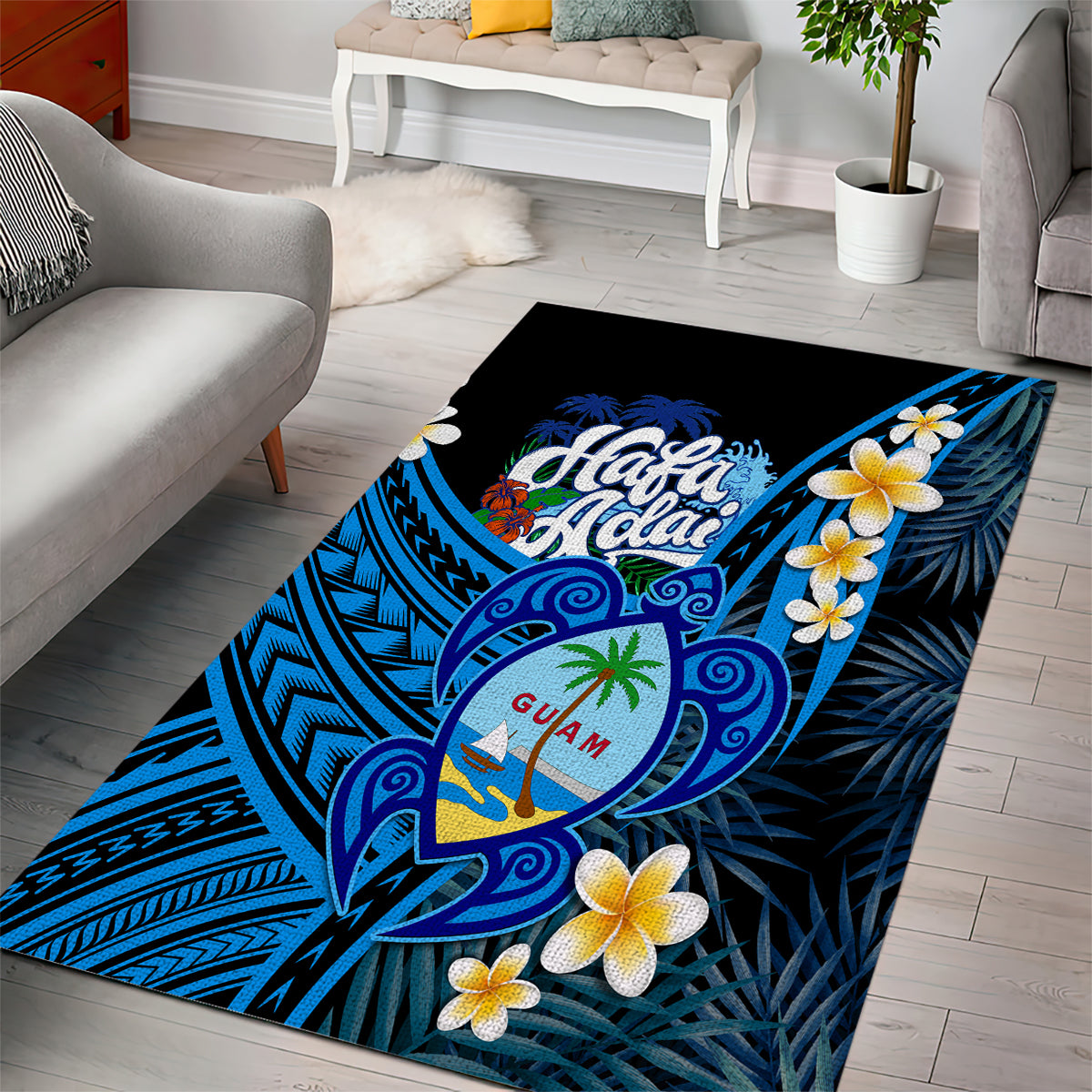 Hafa Adai Guam Area Rug Guahan Sea Turtle Tropical Style LT14 - Polynesian Pride