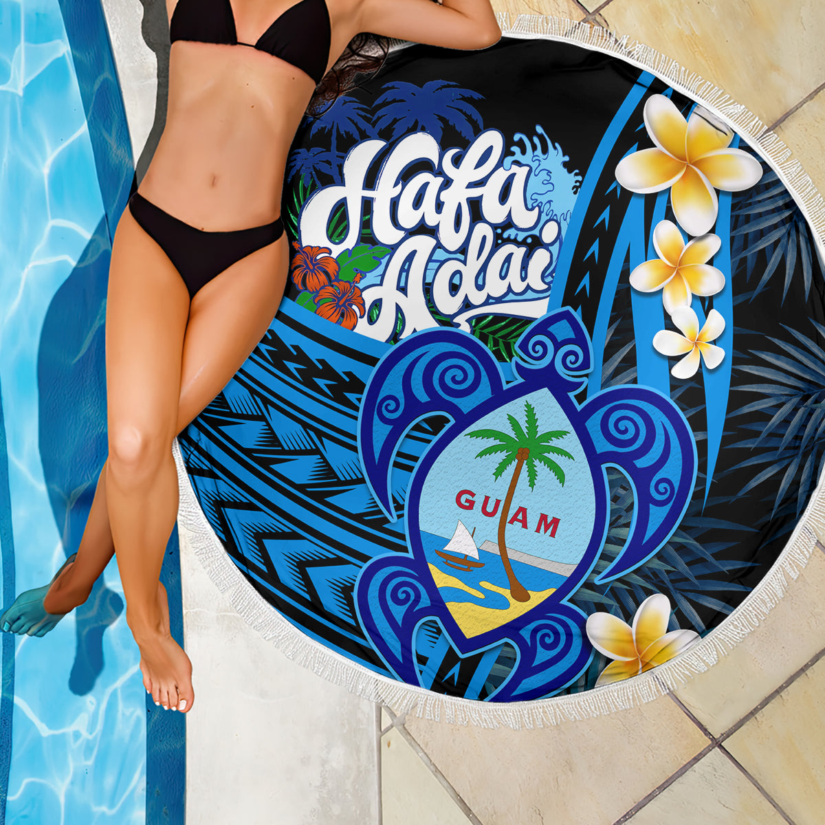 Hafa Adai Guam Beach Blanket Guahan Sea Turtle Tropical Style LT14 - Polynesian Pride