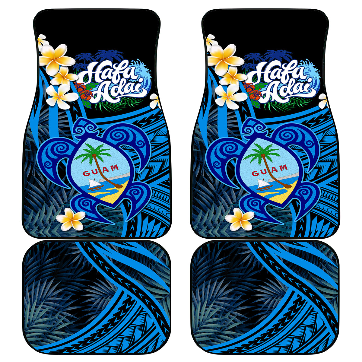 Hafa Adai Guam Car Mats Guahan Sea Turtle Tropical Style LT14 Blue - Polynesian Pride