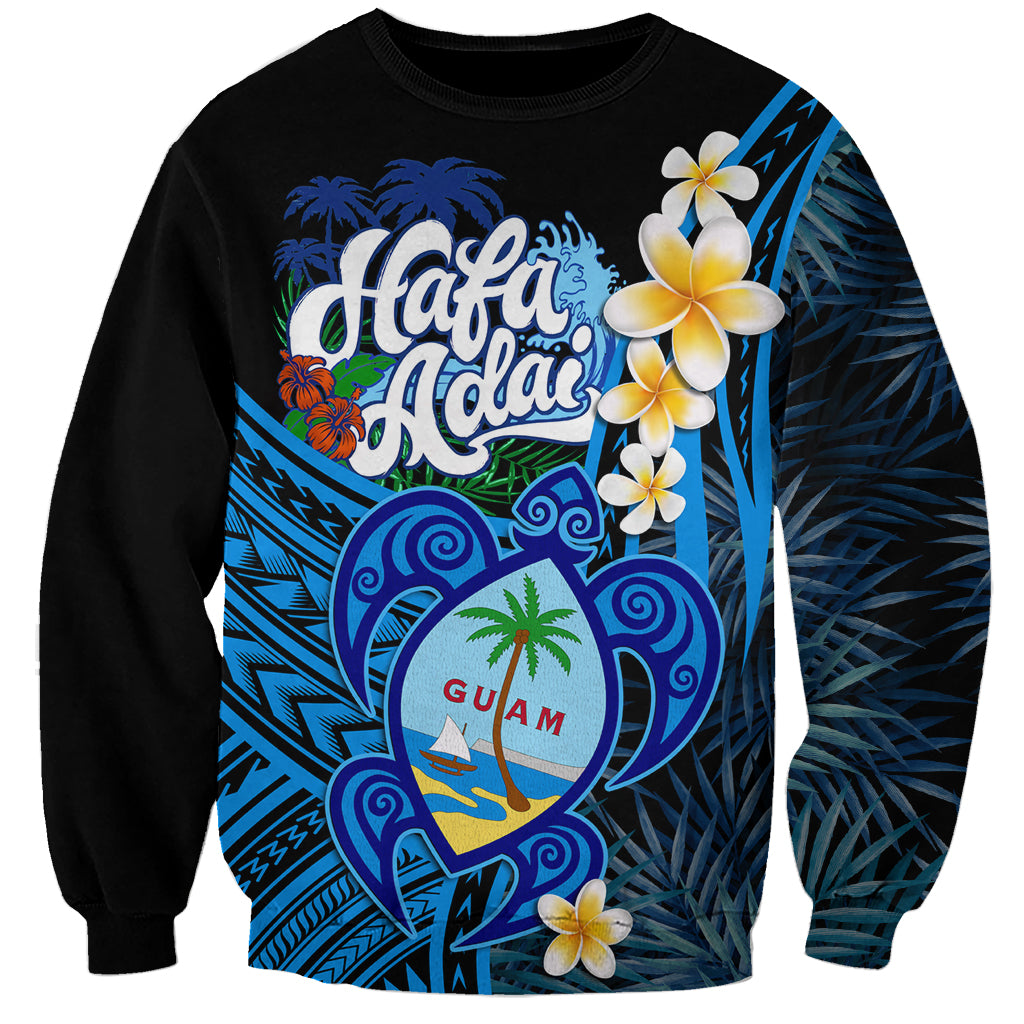 Hafa Adai Guam Sweatshirt Guahan Sea Turtle Tropical Style LT14 Unisex Blue - Polynesian Pride