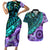 New Zealand Paua Shell With Australia Opal Unique Combine Couples Matching Short Sleeve Bodycon Dress and Hawaiian Shirt LT14 Green - Polynesian Pride