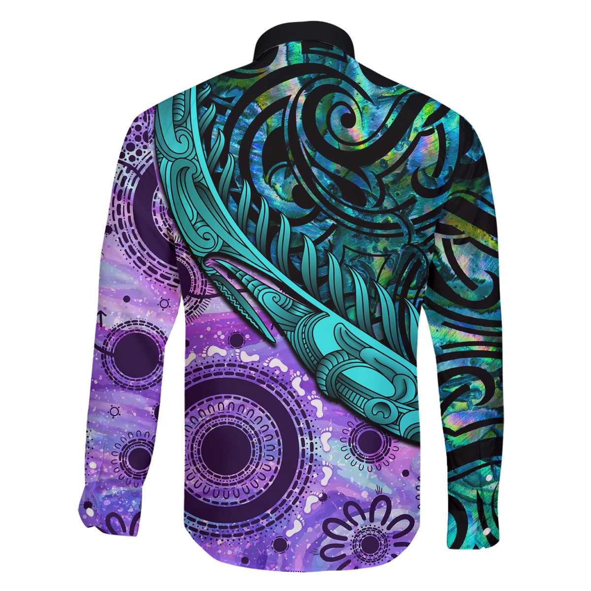 New Zealand Paua Shell With Australia Opal Unique Combine Family Matching Long Sleeve Bodycon Dress and Hawaiian Shirt LT14 - Polynesian Pride