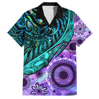 New Zealand Paua Shell With Australia Opal Unique Combine Family Matching Off Shoulder Short Dress and Hawaiian Shirt LT14 Dad's Shirt - Short Sleeve Green - Polynesian Pride