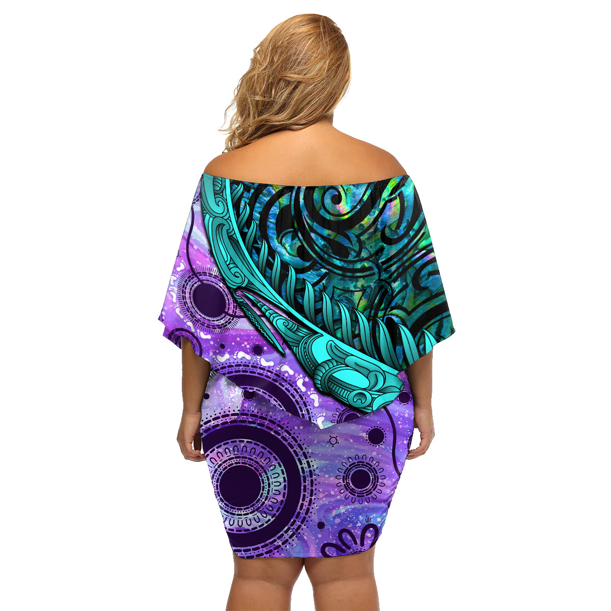 New Zealand Paua Shell With Australia Opal Unique Combine Family Matching Off Shoulder Short Dress and Hawaiian Shirt LT14 - Polynesian Pride