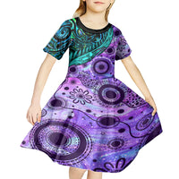 New Zealand Paua Shell With Australia Opal Unique Combine Kid Short Sleeve Dress LT14 - Polynesian Pride