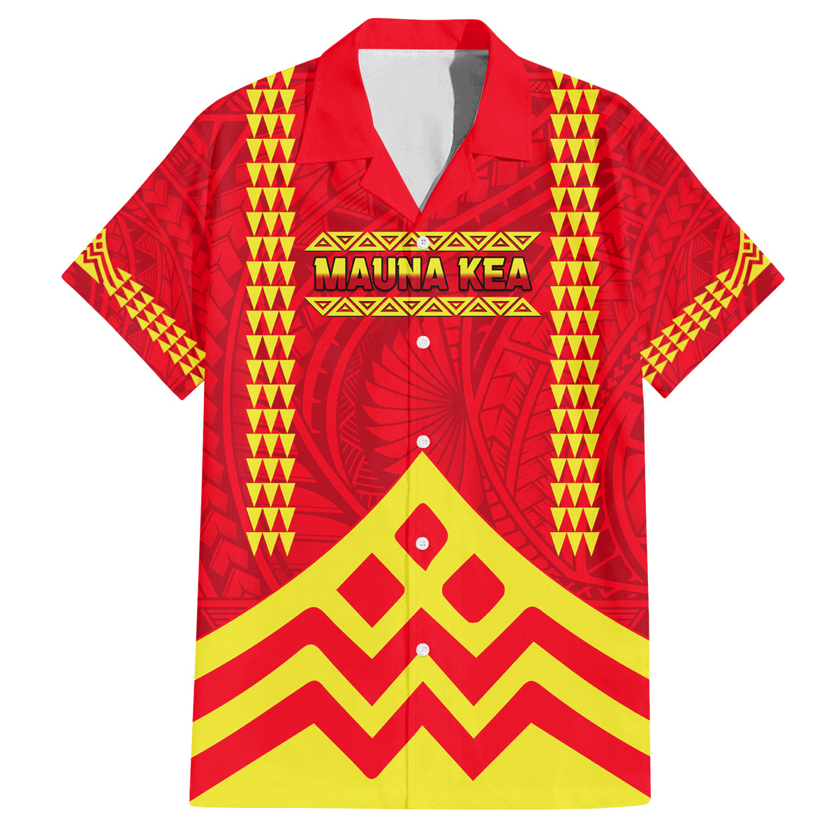 Hawaii Mauna Kea Family Matching Long Sleeve Bodycon Dress and Hawaiian Shirt Hawaiian Kakau Tribal Pattern LT14 Dad's Shirt - Short Sleeve Red - Polynesian Pride