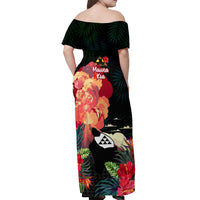 Hawaii Mauna Kea Off Shoulder Maxi Dress White Mountain With Nene Tropical Vibes LT14 - Polynesian Pride
