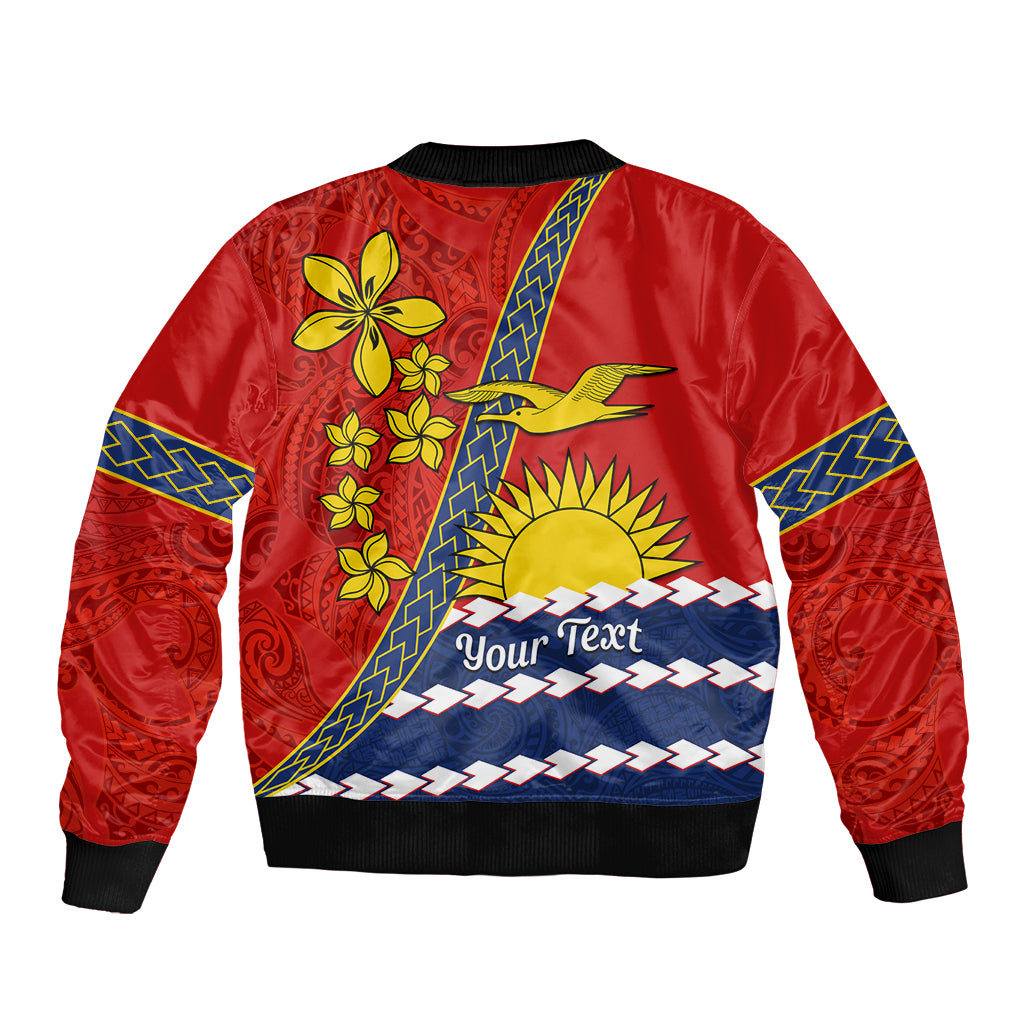 Personalised Mauri Kiribati Bomber Jacket Polynesian Ribaberiki Flag Style Mix Plumeria LT14 - Polynesian Pride