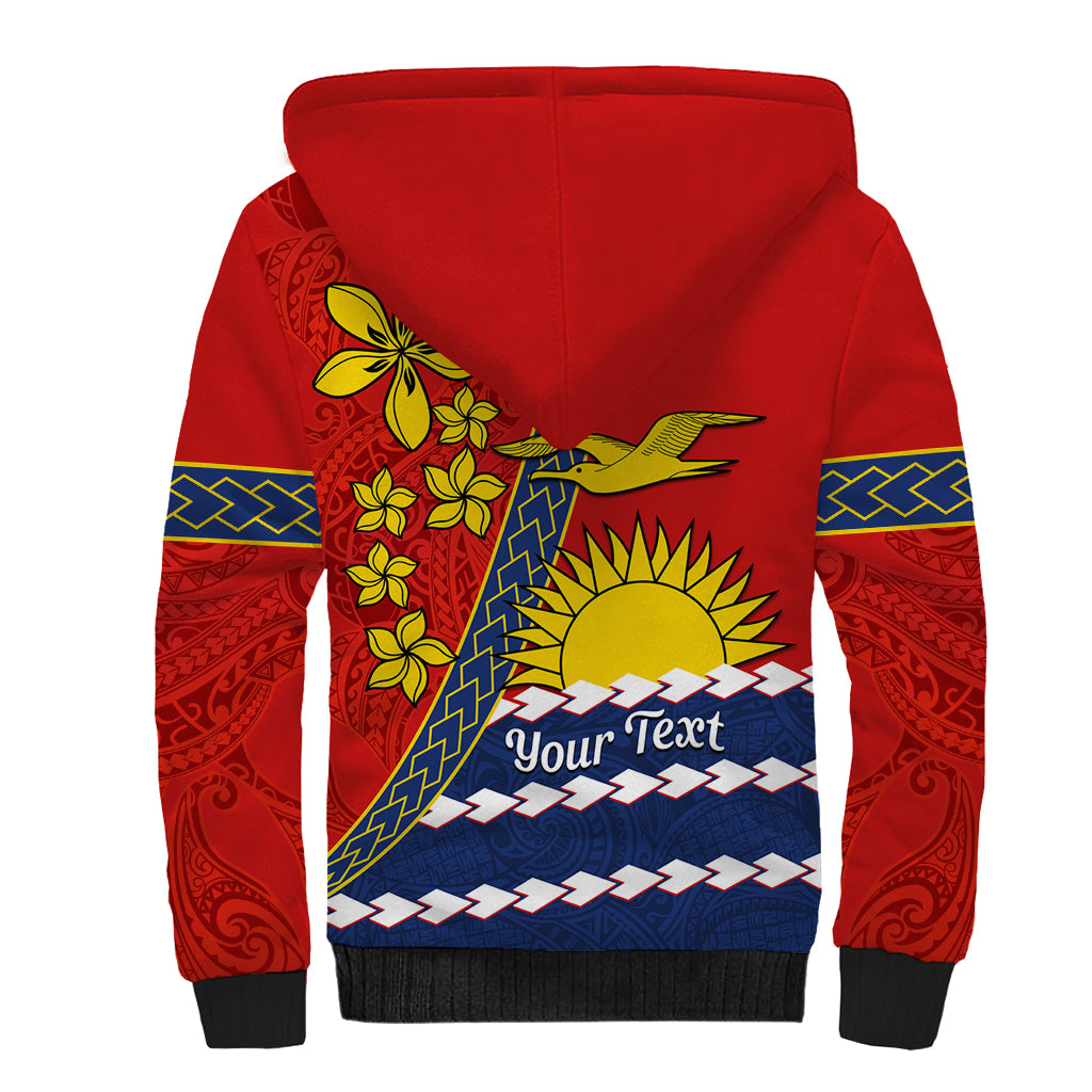 Personalised Mauri Kiribati Sherpa Hoodie Polynesian Ribaberiki Flag Style Mix Plumeria LT14 - Polynesian Pride