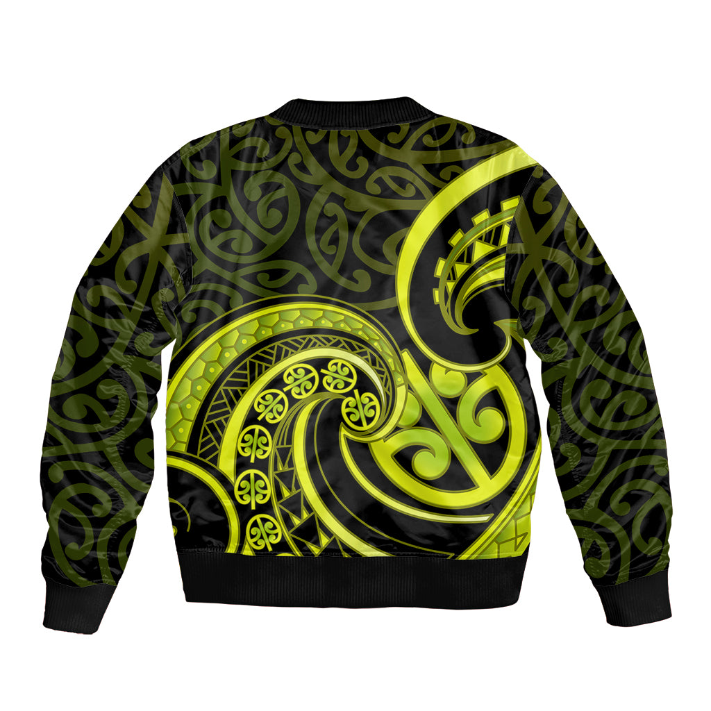 Lime Green New Zealand Mangopare Bomber Jacket Aotearoa Maori Koru Style LT14 - Polynesian Pride
