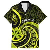Lime Green New Zealand Mangopare Family Matching Off Shoulder Long Sleeve Dress and Hawaiian Shirt Aotearoa Maori Koru Style LT14 Dad's Shirt - Short Sleeve Lime Green - Polynesian Pride