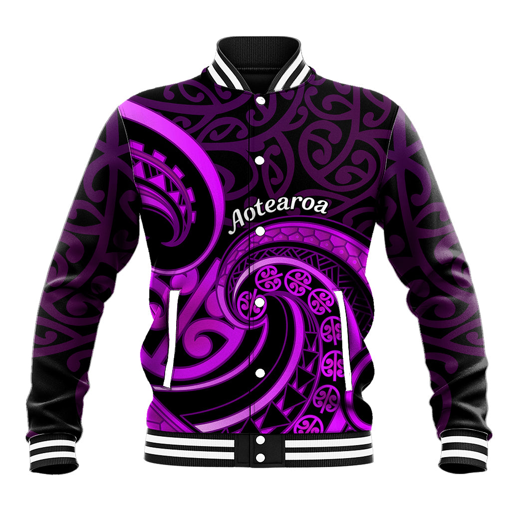 Purple Aotearoa Mangopare Baseball Jacket NZ Maori Koru Style LT14 Unisex Purple - Polynesian Pride