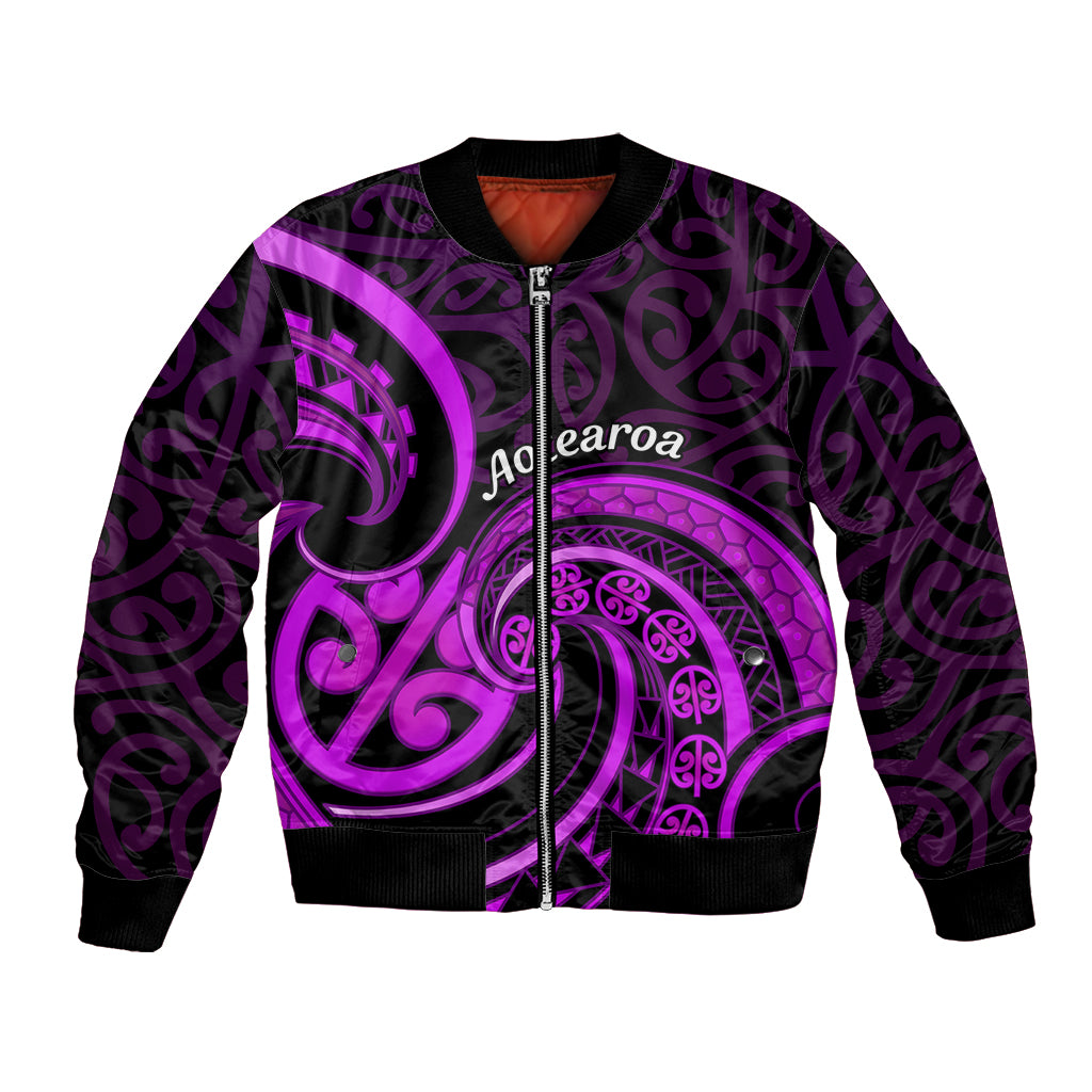 Purple Aotearoa Mangopare Bomber Jacket NZ Maori Koru Style LT14 Unisex Purple - Polynesian Pride