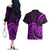 Purple Aotearoa Mangopare Couples Matching Off The Shoulder Long Sleeve Dress and Hawaiian Shirt NZ Maori Koru Style LT14 - Polynesian Pride